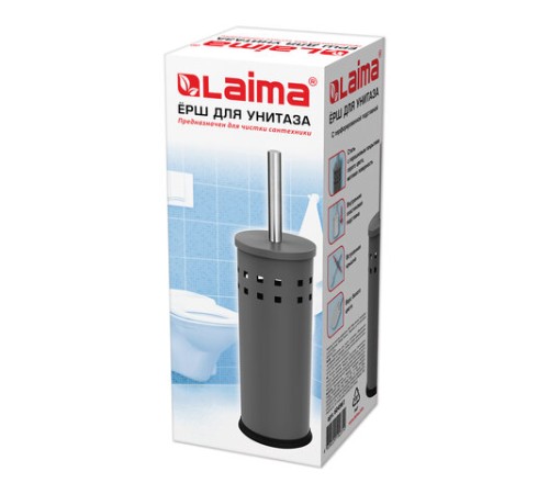 Ершик для унитаза с подставкой, металл, серый, матовый, LAIMA, 604961