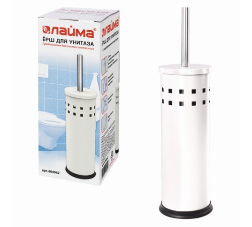 Ершик для унитаза с подставкой, металл, белый, глянцевый, LAIMA, 604962