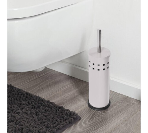 Ершик для унитаза с подставкой, металл, белый, глянцевый, LAIMA, 604962