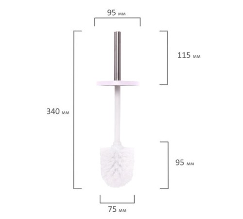 Ершик для унитаза с подставкой, металл, белый, глянцевый, LAIMA, 604962
