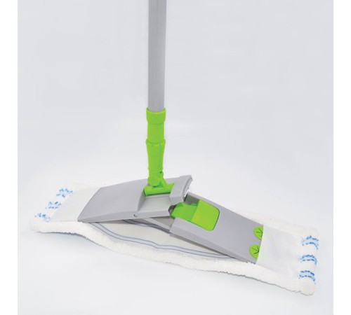Швабра с флаундером 40 см, телескопический черенок 70-120 см, еврорезьба, МОП микрофибра/абразив (тип К), ЛЮБАША, 605029