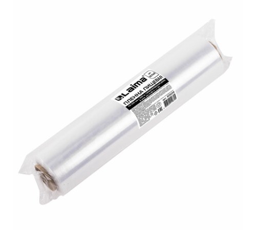 Пленка пищевая ПЭ 300 мм х 300 м, ГАРАНТИРОВАННАЯ ДЛИНА, 6 мкм, вес нетто 0,48 кг ±5%, LAIMA, 605039