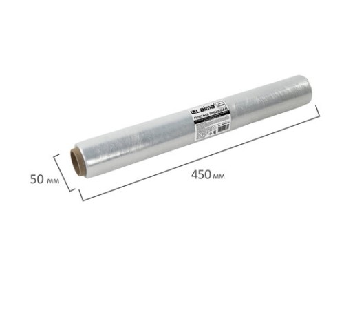 Пленка пищевая ПЭ 450 мм х 200 м, гарантированная длина, 6 мкм, вес 0,49 кг ±5%, LAIMA, 605040