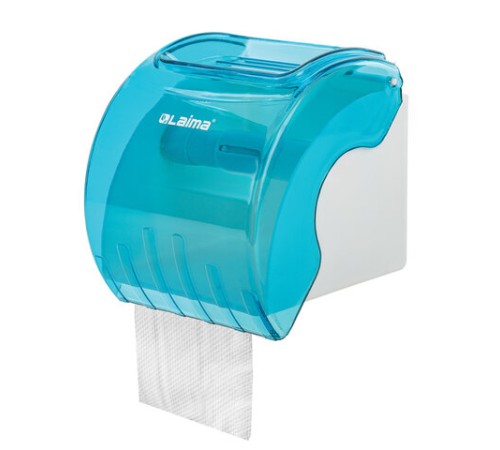 Диспенсер для бытовой туалетной бумаги LAIMA, тонированный голубой, 605043