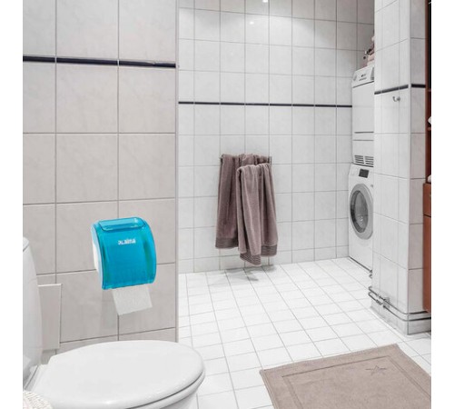 Диспенсер для бытовой туалетной бумаги LAIMA, тонированный голубой, 605043