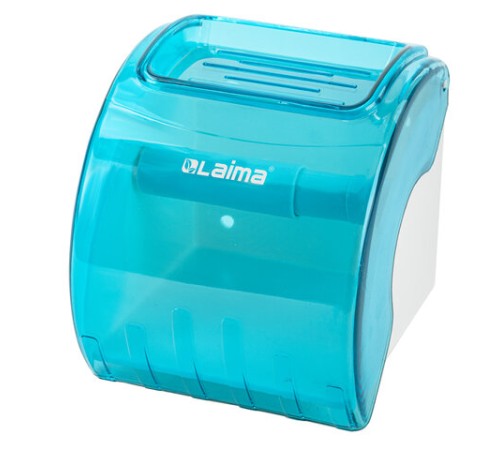 Диспенсер для бытовой туалетной бумаги LAIMA, тонированный голубой, 605043