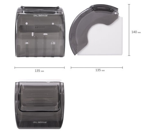 Диспенсер для бытовой туалетной бумаги LAIMA, тонированный серый, 605044