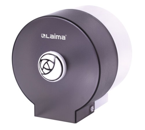 Диспенсер для бытовой туалетной бумаги LAIMA, КРУГЛЫЙ, тонированный серый, 605046