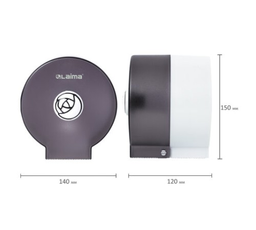 Диспенсер для бытовой туалетной бумаги LAIMA, КРУГЛЫЙ, тонированный серый, 605046