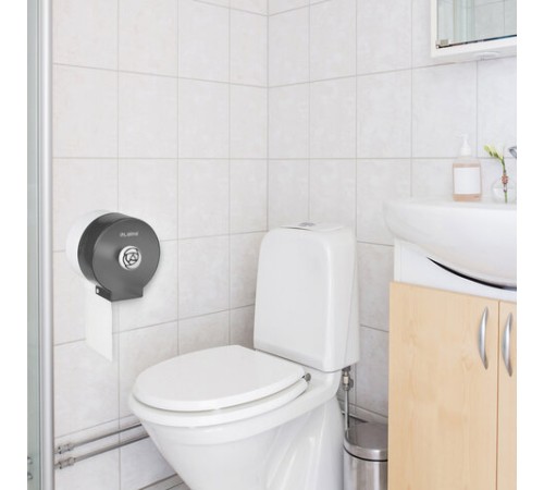 Диспенсер для бытовой туалетной бумаги LAIMA, КРУГЛЫЙ, тонированный серый, 605046