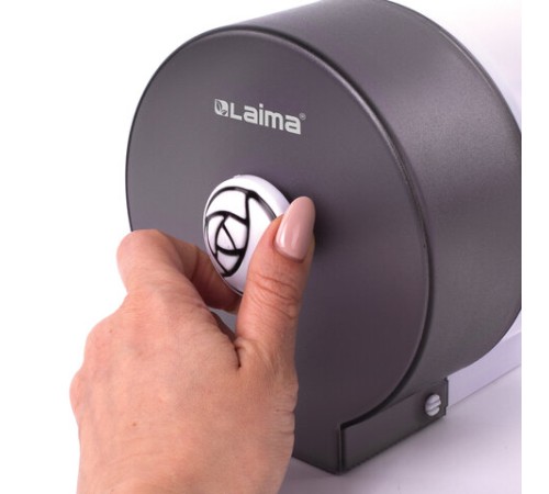 Диспенсер для бытовой туалетной бумаги LAIMA, КРУГЛЫЙ, тонированный серый, 605046