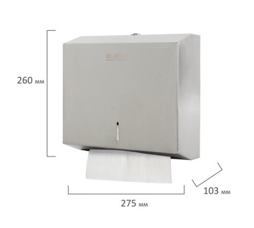 Диспенсер для полотенец LAIMA PROFESSIONAL BASIC (H2) Z-сложения, нержавеющая сталь, матовый, 605050