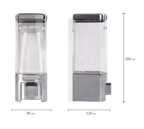 Дозатор для жидкого мыла LAIMA, НАЛИВНОЙ, 0,48 л, хром, ABS-пластик, 605053