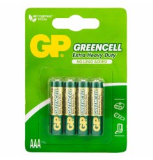 Батарейки КОМПЛЕКТ 4 шт., GP GreenCell AAA (R03, 24G), солевые, мизинчиковые, блистер, 24G-2CR4