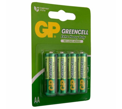 Батарейки КОМПЛЕКТ 4 шт., GP GreenCell AA (R6, 15G), солевые, пальчиковые, блистер, 15G-2CR4 Батарейки КОМПЛЕКТ 4 шт., GP GreenCell AA (R6, 15G), солевые, пальчиковые, блистер, 15G-2CR4