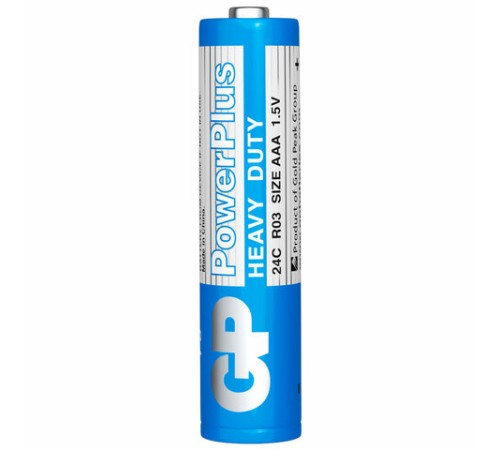 Батарейки КОМПЛЕКТ 4 шт., GP PowerPlus AAA (R03, 24G), солевые, мизинчиковые, в пленке, 24CEBRA-2S4 Батарейки КОМПЛЕКТ 4 шт., GP PowerPlus AAA (R03, 24G), солевые, мизинчиковые, в пленке, 24CEBRA-2S4