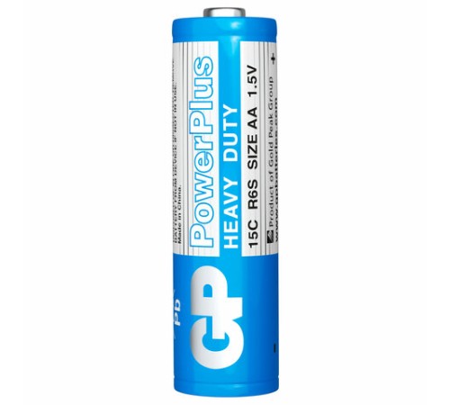 Батарейки КОМПЛЕКТ 4 шт., GP PowerPlus AA (R6, 15G), солевые, пальчиковые, в пленке, 15CEBRA-2S4 Батарейки КОМПЛЕКТ 4 шт., GP PowerPlus AA (R6, 15G), солевые, пальчиковые, в пленке, 15CEBRA-2S4