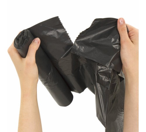 Мешки для мусора 30 л, черные, в рулоне 20 шт., особо прочные, ПВД 20 мкм, 50х60 см, LAIMA, 605330