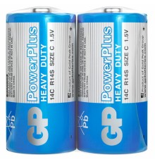 Батарейки КОМПЛЕКТ 2 шт., GP PowerPlus C (14C), солевые, в пленке, 14CEBRA-2S2