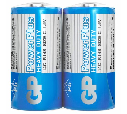 Батарейки КОМПЛЕКТ 2 шт., GP PowerPlus C (14C), солевые, в пленке, 14CEBRA-2S2 Батарейки КОМПЛЕКТ 2 шт., GP PowerPlus C (14C), солевые, в пленке, 14CEBRA-2S2