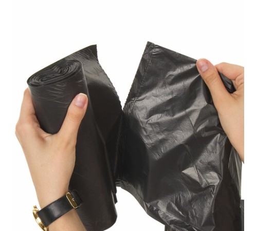 Мешки для мусора 120 л черные в рулоне 10 шт., ПВД 20 мкм, 67х100 см, ЛЮБАША эконом, 605333