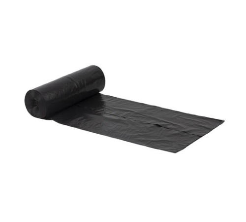 Мешки для мусора 120 л черные в рулоне 50 шт., ПВД 25 мкм, 62х102 см, ЛЮБАША эконом, 605335