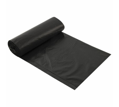 Мешки для мусора 180 л черные в рулоне 10 шт., ПВД 24 мкм, 80х106 см, ЛЮБАША эконом, 605336