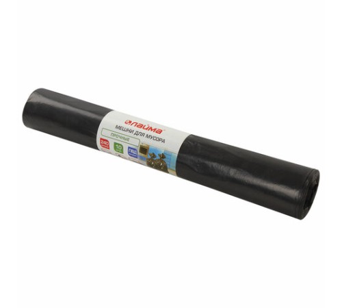 Мешки для мусора 240 л, черные, в рулоне 10 шт., прочные, ПВД 50 мкм, 90х140 см, LAIMA, 605337