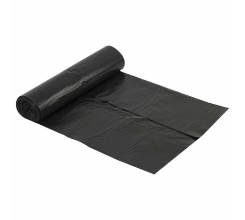 Мешки для мусора 240 л, черные, в рулоне 5 шт., ПВД 30 мкм, 90х130 см, ЛЮБАША эконом, 605338