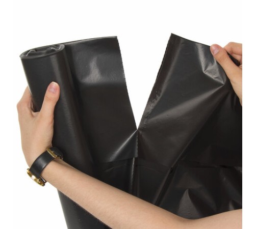 Мешки для мусора 240 л, черные, в рулоне 5 шт., ПВД 30 мкм, 90х130 см, ЛЮБАША эконом, 605338