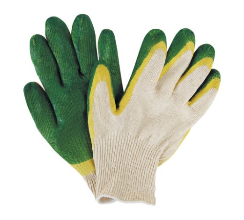 Перчатки хлопчатобумажные износостойкие, ДВОЙНОЙ латексный облив, 13 класс, КОМПЛЕКТ 5 ПАР, LAIMA ЛЮКС, 605349