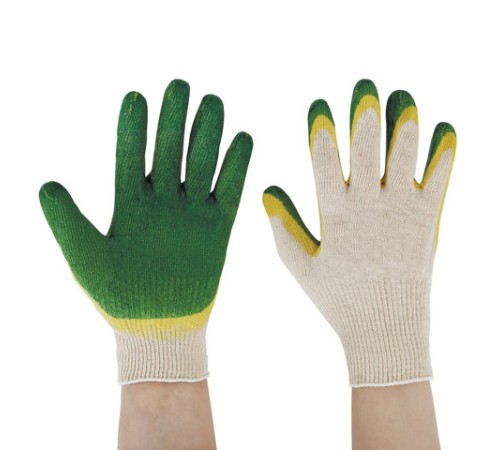 Перчатки хлопчатобумажные износостойкие, ДВОЙНОЙ латексный облив, 13 класс, КОМПЛЕКТ 5 ПАР, LAIMA ЛЮКС, 605349