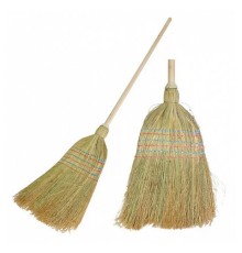 Веник-метла сорго ЛЮБАША, натуральный, 5-ти прошивной, деревянный черенок 100 см, 400х350 мм, 605368