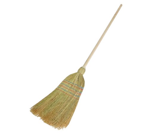 Веник-метла сорго ЛЮБАША, натуральный, 5-ти прошивной, деревянный черенок 100 см, 400х350 мм, 605368