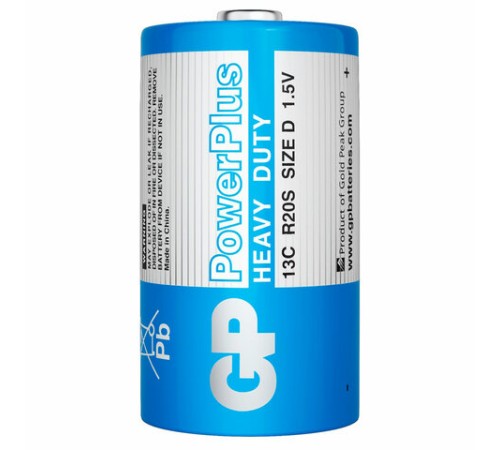 Батарейки КОМПЛЕКТ 2 шт., GP PowerPlus D (13C), солевые, в пленке, 13CEBRA-2S2 Батарейки КОМПЛЕКТ 2 шт., GP PowerPlus D (13C), солевые, в пленке, 13CEBRA-2S2