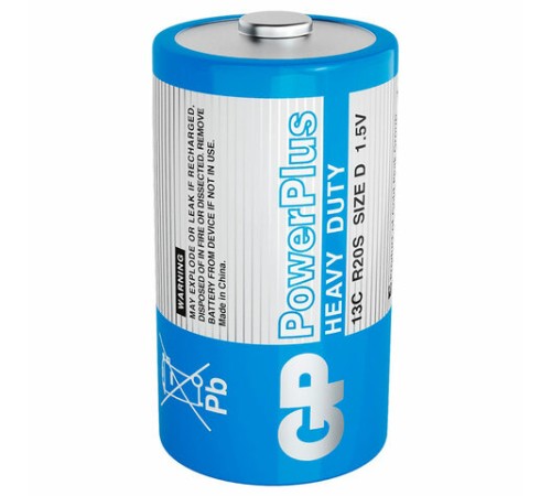 Батарейки КОМПЛЕКТ 2 шт., GP PowerPlus D (13C), солевые, в пленке, 13CEBRA-2S2 Батарейки КОМПЛЕКТ 2 шт., GP PowerPlus D (13C), солевые, в пленке, 13CEBRA-2S2