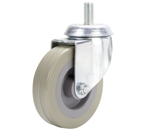 Колеса для уборочной тележки с штоком с резьбой, диаметр 75 мм, КОМПЛЕКТ 4 штуки, BRABIX, 605380