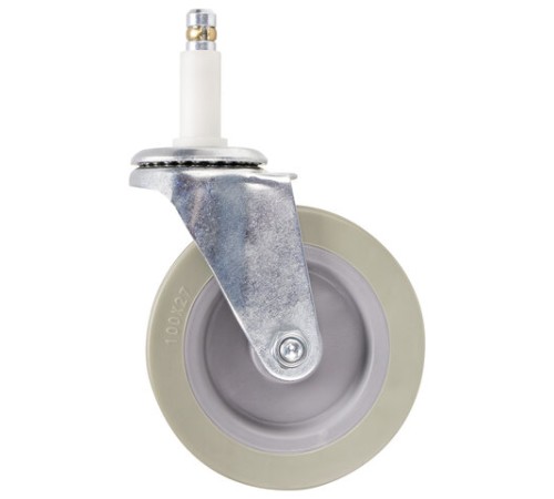 Колеса для уборочной тележки с штоком без резьбы, диаметр 99 мм, КОМПЛЕКТ 4 штуки, BRABIX, 605381