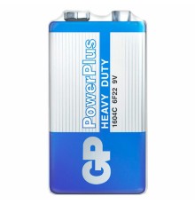 Батарейка 1 шт. GP PowerPlus, Крона (6R61, 6F22, 1604S), солевая, в плёнке, 1604CEBRA-2