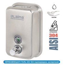Дозатор для жидкого мыла LAIMA PROFESSIONAL INOX (гарантия 3 года), 0,5 л, нержавеющая сталь, матовый, 605396