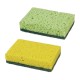 Губки для посуды 9,5х6,5х2 см, КОМПЛЕКТ 2 шт., ЦЕЛЛЮЛОЗНЫЕ (губчатые) с АБРАЗИВОМ, LAIMA К1106, 605487
