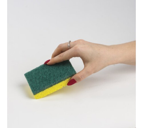 Губки для посуды 9,5х6,5х2 см, КОМПЛЕКТ 2 шт., ЦЕЛЛЮЛОЗНЫЕ (губчатые) с АБРАЗИВОМ, LAIMA К1106, 605487