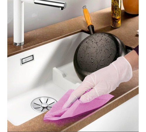 Салфетки ВИСКОЗНЫЕ универсальные MEDIUM, 25х25 см, КОМПЛЕКТ 5 шт., 80 г/м2, ЛЮБАША, К4122, 605501