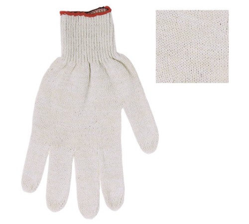 Перчатки хлопчатобумажные, КОМПЛЕКТ 50 ПАР, 10 класс, 32-34 г, 83 текс, ПВХ точка, ОФИСМАГ, БЕЛЫЕ, 605503