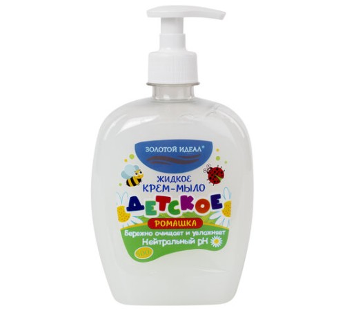 Мыло-крем жидкое ДЕТСКОЕ 500 г, ЗОЛОТОЙ ИДЕАЛ, Ромашка, дозатор, 605517