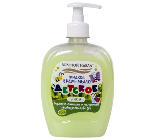 Мыло-крем жидкое ДЕТСКОЕ 500 г, ЗОЛОТОЙ ИДЕАЛ, Алоэ, дозатор, 605518