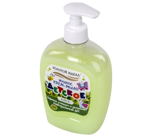 Мыло-крем жидкое ДЕТСКОЕ 500 г, ЗОЛОТОЙ ИДЕАЛ, Алоэ, дозатор, 605518