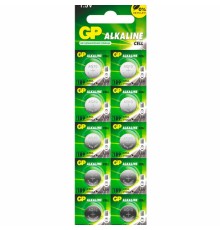 Батарейки КОМПЛЕКТ 10 шт., GP Alkaline, 189A (G10, LR54), алкалиновые, отрывной блок, 189FRA-2C10