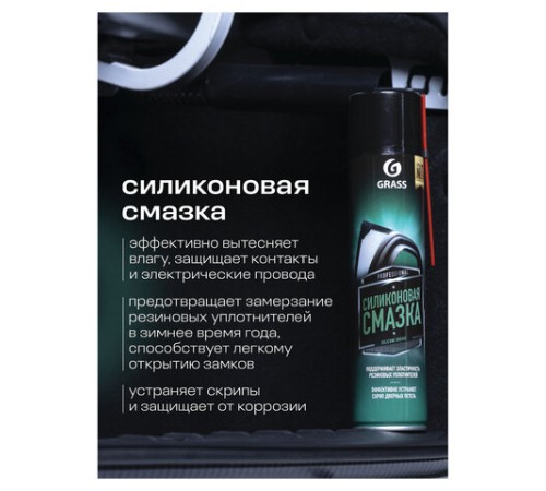Смазка силиконовая 400 мл GRASS SILICONE, применение в офисе, быту, производстве, аэрозоль, 110206