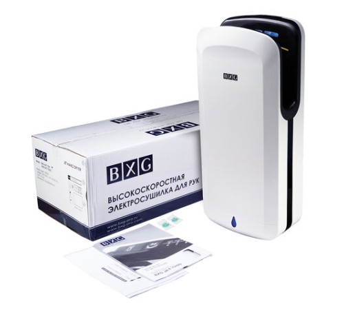 Сушилка для рук BXG-JET-7200, 1650 Вт, ультрафиолет, погружного типа, время сушки 10 секунд, пластик, белая